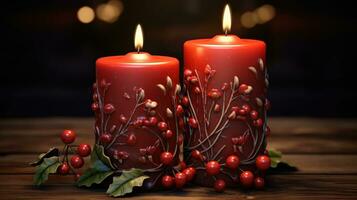 AI generated christmas candle xmas candles decoration, ai photo