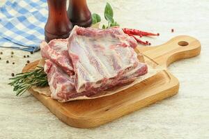 Raw pork ribs for cooking photo