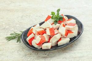 Crab meat surimi in the bowl photo