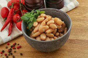 Whinte canned kidney beans in the bowl photo