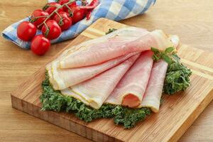 Pork ham snack over board photo