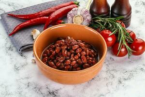 Red canned beans in the bowl photo