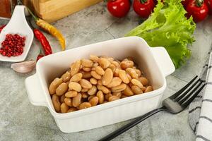 White canned beans in the bowl photo