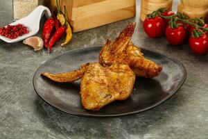 Tasty roasted chicken wing with spices photo