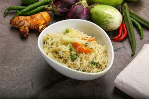 Indian vegetarian pilao basmati rice photo