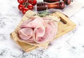 Slices of natural organic ham photo