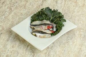 Anchovy - small fish appetizer snack photo