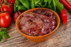 Raw chicken liver for cooking photo