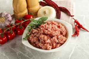 Raw minced pork uncooked meat photo