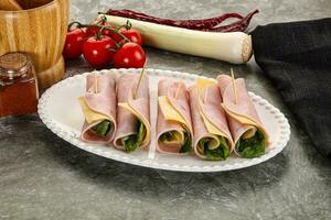 Roll with ham and cheese photo