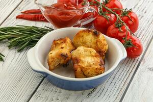 Chicken breast shashlik - grilled meat photo