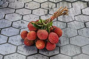 Sweet juicy tropical exotic lychee photo