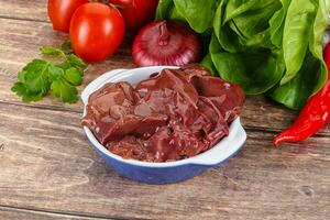 Raw chicken liver for cooking photo