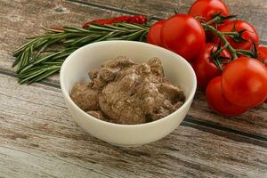 Soft chicken liver with cream photo