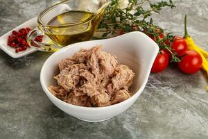 Canned tuna fillet for salad photo