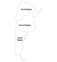 Argentina map. Map of Argentina in three main regions png