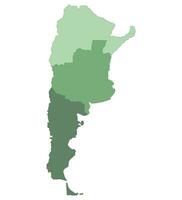 Argentina map. Map of Argentina in three main regions vector