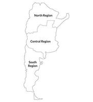 Argentina map. Map of Argentina in three main regions vector