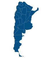 Argentina map. Map of Argentina in administrative regions in blue color vector