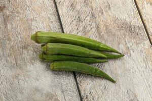 Natural organic raw green okra photo