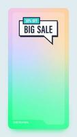 Futuristic vertical gradient background. Social media frame vector illustration.