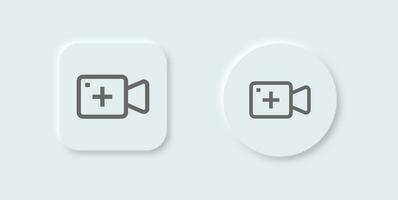 subir vídeo línea icono en neomórfico diseño estilo. social medios de comunicación señales vector ilustración.