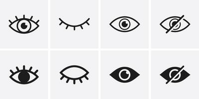 See and unsee eye icon set. Hidden and view eye icon vector. Visible invisible icon symbol collection vector