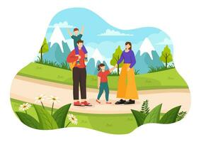 Outdoor Activity Vector Illustration with Relaxing on a Picnic, Leisure Activities at Weekend and Active Recreation in Flat Cartoon Background Design