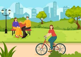 Outdoor Activity Vector Illustration with Relaxing on a Picnic, Leisure Activities at Weekend and Active Recreation in Flat Cartoon Background Design