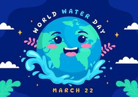 World Water Day Vector Illustration on 22 March with Waterdrop and Taps to Save Earth and Management of Freshwater in Background Design