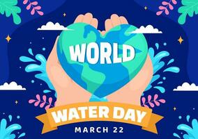 World Water Day Vector Illustration on 22 March with Waterdrop and Taps to Save Earth and Management of Freshwater in Background Design