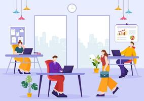 Employee Vector Illustration with Business Team and Productivity Hold a Meeting to Common Goals and Success with Company in Flat Cartoon Background