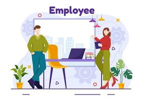 Employee Vector Illustration with Business Team and Productivity Hold a Meeting to Common Goals and Success with Company in Flat Cartoon Background