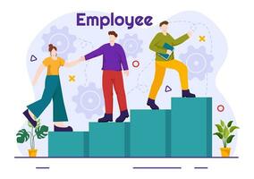 Employee Vector Illustration with Business Team and Productivity Hold a Meeting to Common Goals and Success with Company in Flat Cartoon Background