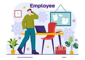 Employee Vector Illustration with Business Team and Productivity Hold a Meeting to Common Goals and Success with Company in Flat Cartoon Background