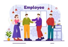 Employee Vector Illustration with Business Team and Productivity Hold a Meeting to Common Goals and Success with Company in Flat Cartoon Background