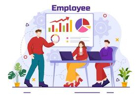 Employee Vector Illustration with Business Team and Productivity Hold a Meeting to Common Goals and Success with Company in Flat Cartoon Background