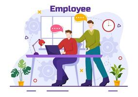 Employee Vector Illustration with Business Team and Productivity Hold a Meeting to Common Goals and Success with Company in Flat Cartoon Background