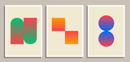 Set of minimal retro geometric design posters. Set of contemporary art wall decoration. Geometric shapes poster cover background. vector