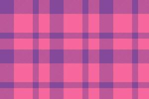 Plaid background, check seamless pattern in pink. Vector fabric texture for textile print, wrapping paper, gift card or wallpaper.