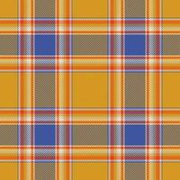 Plaid seamless pattern in orange. Check fabric texture. Vector textile print.