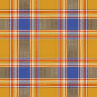 Plaid seamless pattern in orange. Check fabric texture. Vector textile print.