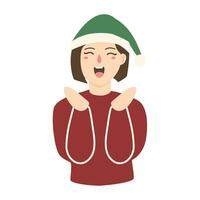 screaming woman in christmas clothes illustration vector