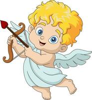 Cute little cupid cartoon on white background vector