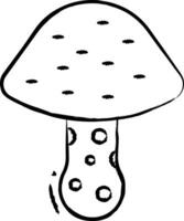 red cap mushroom hand drawn vector illustration