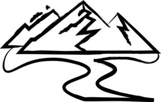 mountain stream hand drawn vector illustration