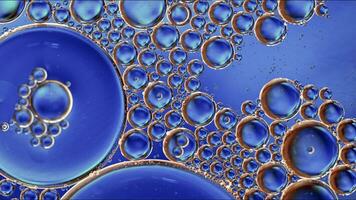 Abstract Colorful Food Oil Drops Bubbles and spheres Flowing on Water Surface photo