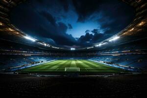 AI generated football stadium at night photo