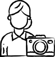 Photographer woman hand drawn vector illustration