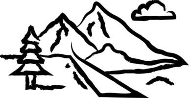 hill landscape hand drawn vector illustration